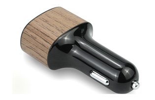 Three USB Car Charger with wood texture